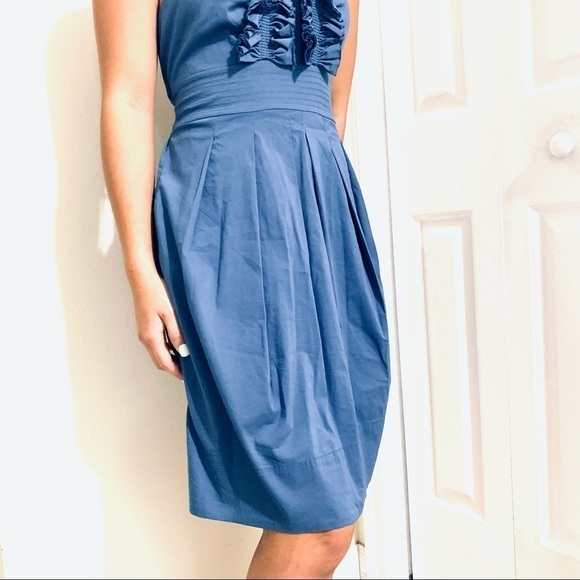 BCBG Maxazaria VTG Blue Halter Cocktail Dress Y2K whimsical ruffle womens size 2 - Picture 3 of 9